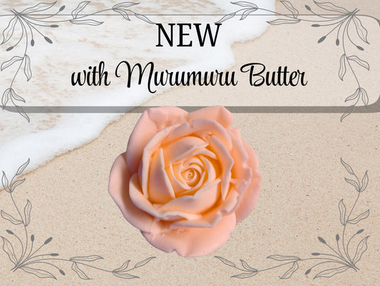 Peach Rose Cocoa Butter Soap Flower: Bridal Favor with Murumuru Butter