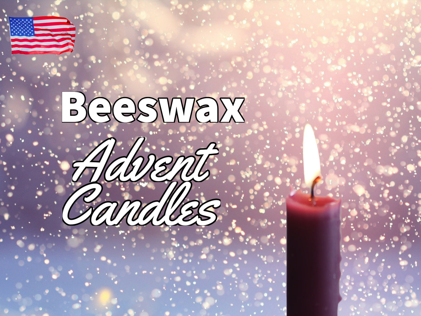 Beeswax Advent Candles Set: USA Cotton Wick Tapers, Christmas Decor