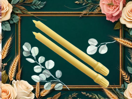 Natural Beeswax Taper Candle Set