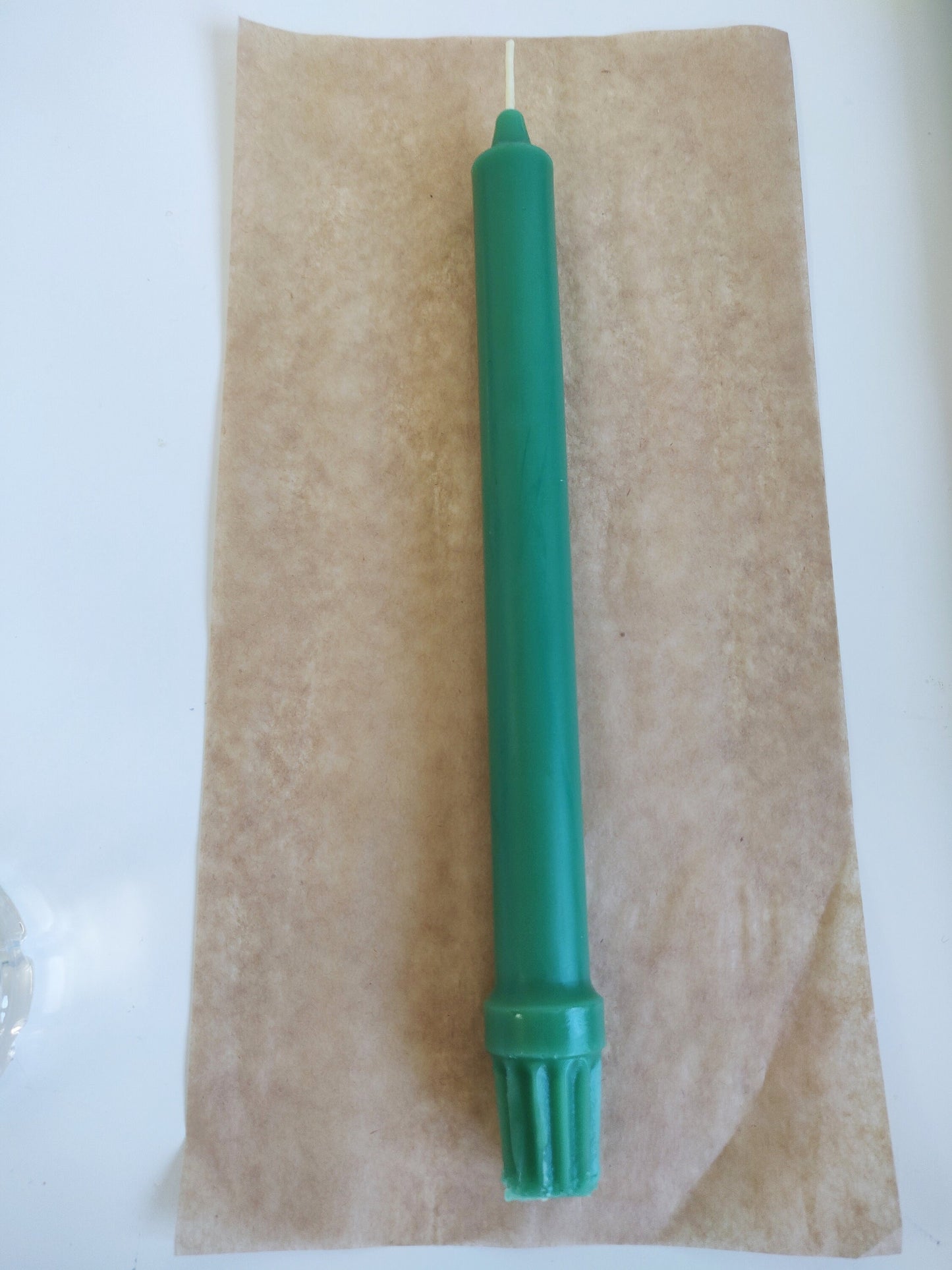 Green Beeswax Taper Candles - Set of 2 - Natural Honey Scent
