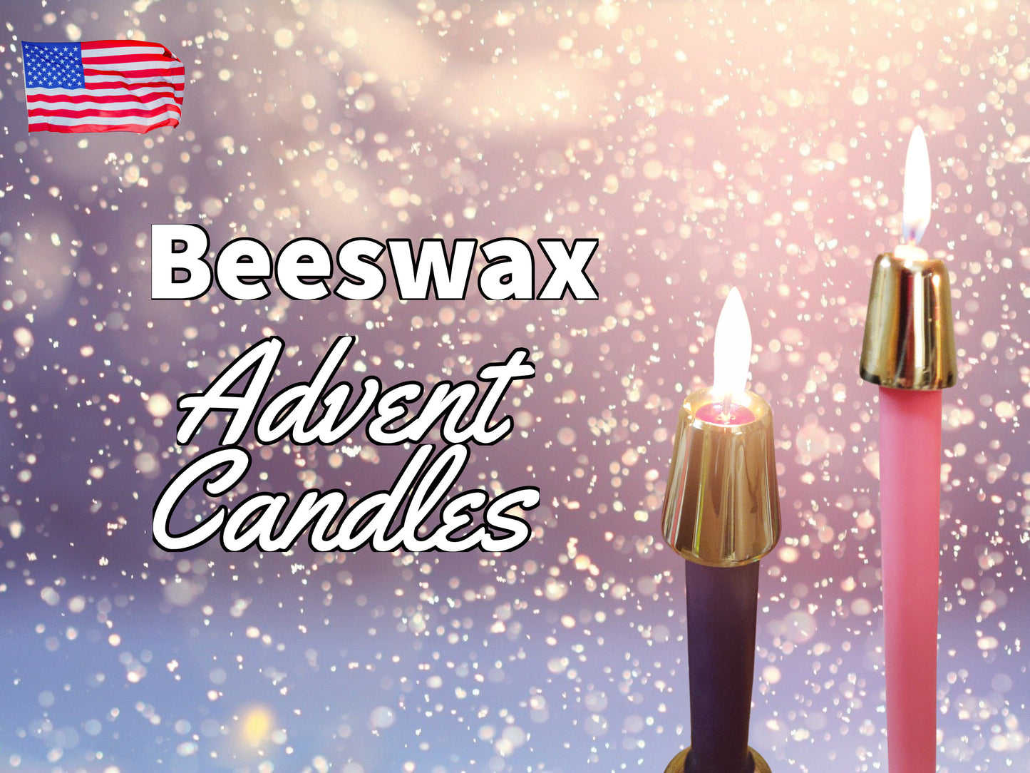 Handmade Beeswax Advent Candles: Colonial Tapers, USA Cotton Wick, Set of 4