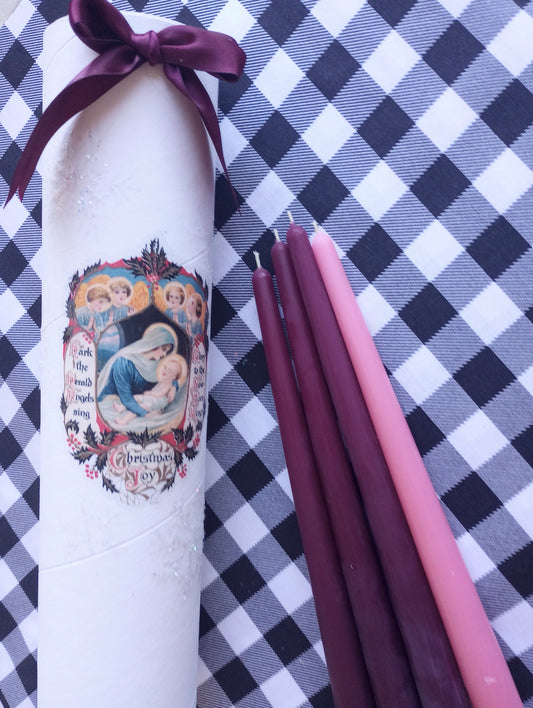 Beeswax Advent Candles Set: USA Cotton Wick Tapers, Christmas Decor