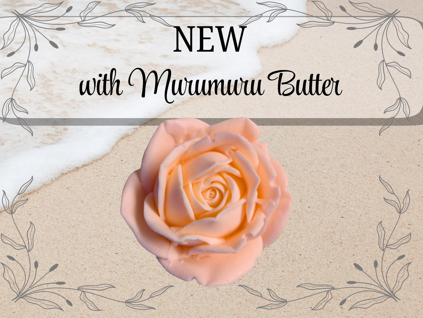 Peach Rose Cocoa Butter Soap Flower: Bridal Favor with Murumuru Butter