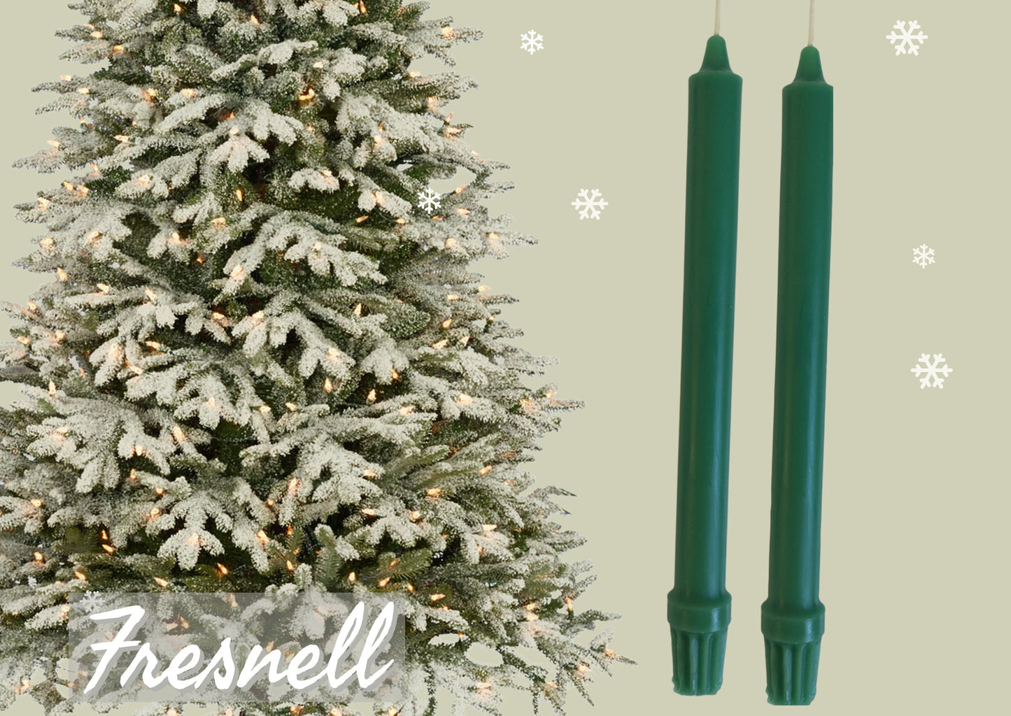 Green Beeswax Taper Candles - Set of 2 - Natural Honey Scent