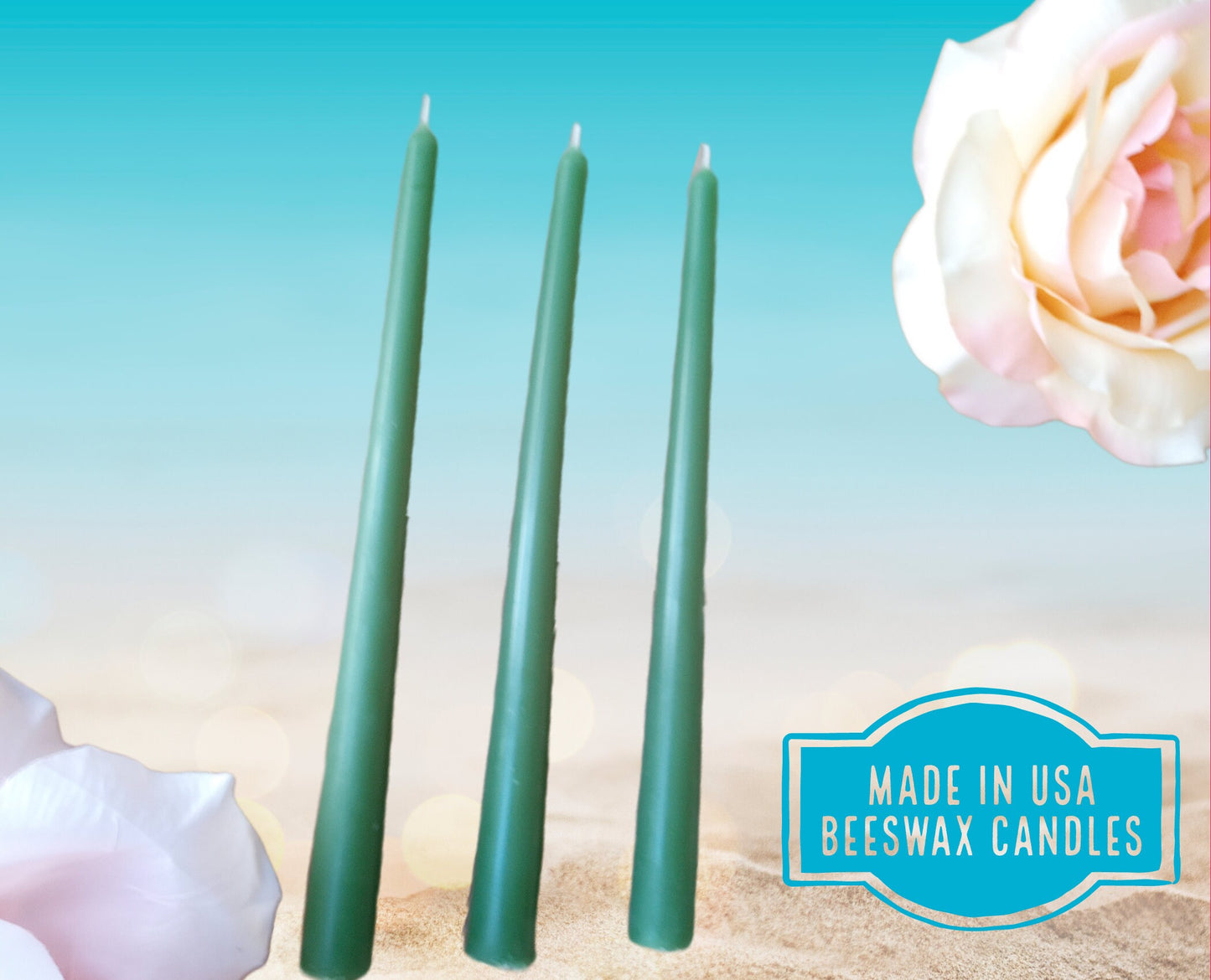 Sage green tapers beeswax